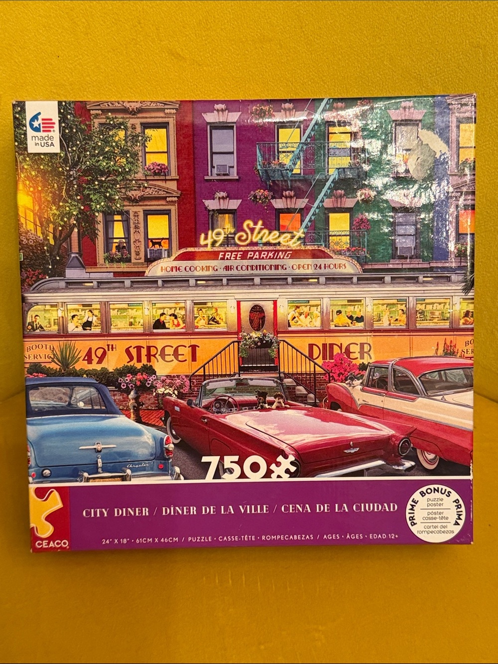 Ceaco 750 Piece City Diner (Gary Walton) Interlocking  Jigsaw Puzzle Retro NEW
